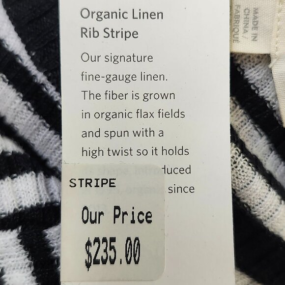 Eileen Fisher Women's Black & White Linen Striped Short Sleeved Top Size M - Picture 7 of 7